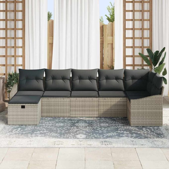 vidaXL - Bankstel - 8 - st - poly - rattan