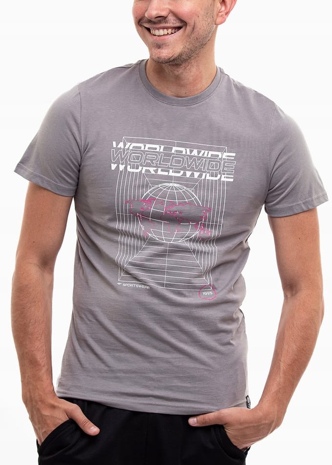 4F T-shirt Heren - Grijs - Katoen - Maat S