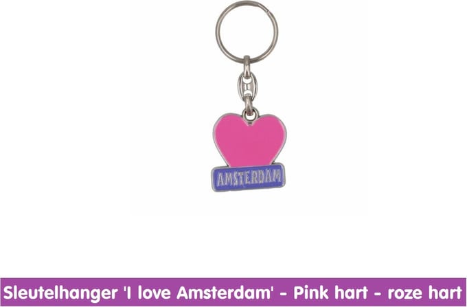 Sleutelhanger Hartje Amsterdam roze