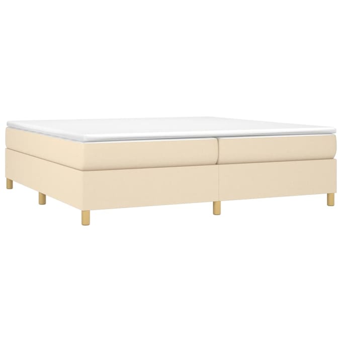 vidaXL - Boxspring - bed - stof - crèmekleurig - 200x200 - cm