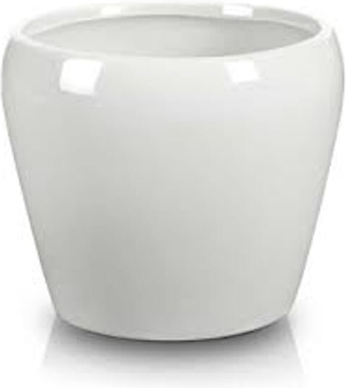 Polnix Serie - Keramische Bloempot - Wit - 14x13cm - Ovaal