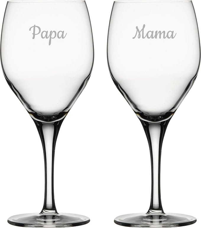 Gegraveerde Rode wijnglas 42,5cl Mama & Papa