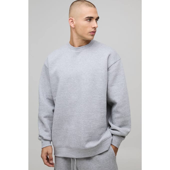 Essential Oversized Crew Neck Sweatshirt | Grey Marl | Size XS