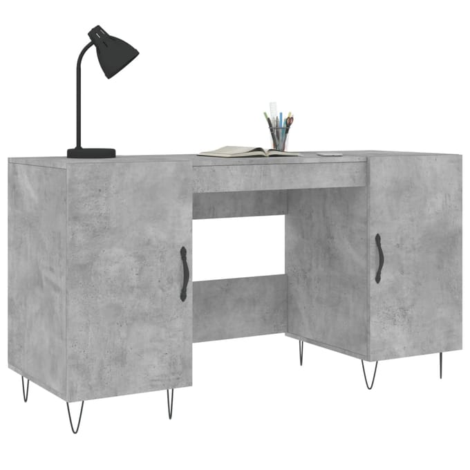 vidaXL - Bureau - 140x50x75 - cm - bewerkt - hout - betongrijs