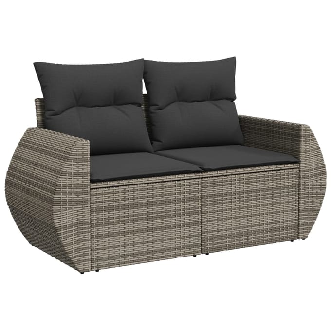 vidaXL - 9-delige - Loungeset - met - kussens - poly - rattan - grijs