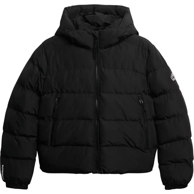 Superdry Sportieve Capuchon Pufferjas Black Grootte: 38