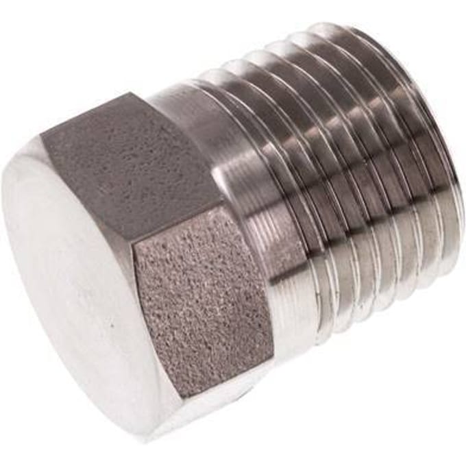 1/2'' NPT Buitendraad RVS Plug met Buitenzeskant 210 Bar - FL1-M-S-012N-E