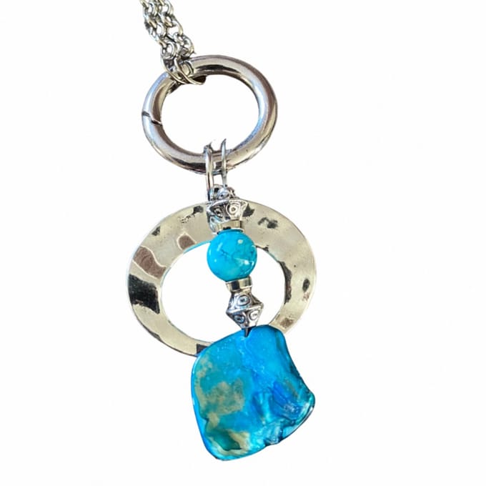 Ketting-Turquoise- Zilverkleur - Charme Bijoux