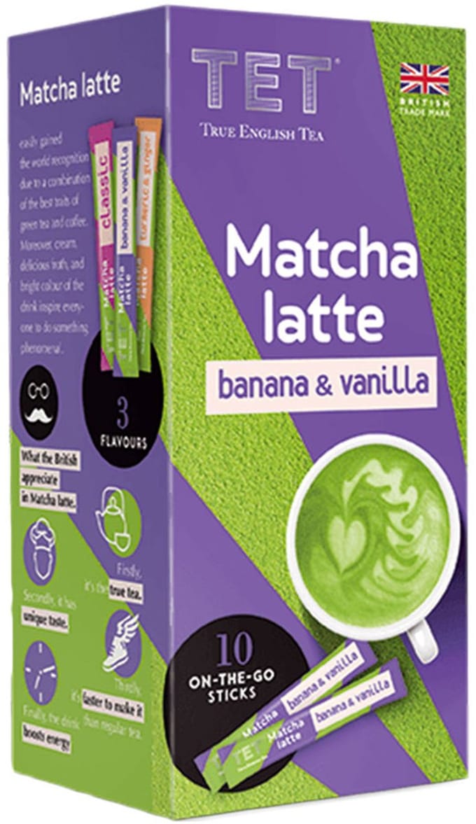 Oplosthee True English Tea Matcha Latte Banana & Vanilla, 10 st.