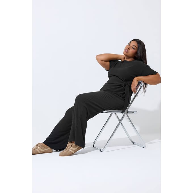Limited Collection Zwarte Getextureerde Broek Met Wijde Pijpen Size 42