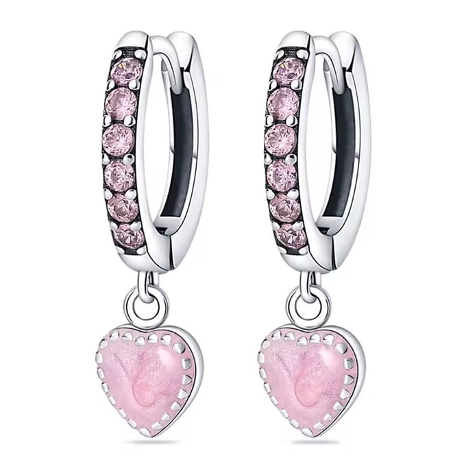 Oorbellen hartje - prinses - meisje - roze - glitter
