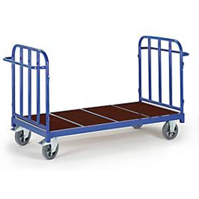 Plateauwagen met 2 wanden, 2000 x 880 mm, draagvermogen 1.200 kg