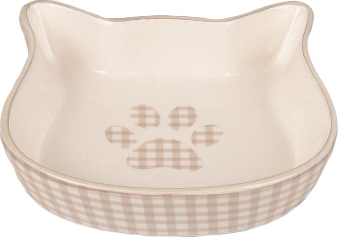 Flamingo - Kattenvoerbak Mylo - Beige/ Wit - 12.5 x 13.5 x 3.5 cm
