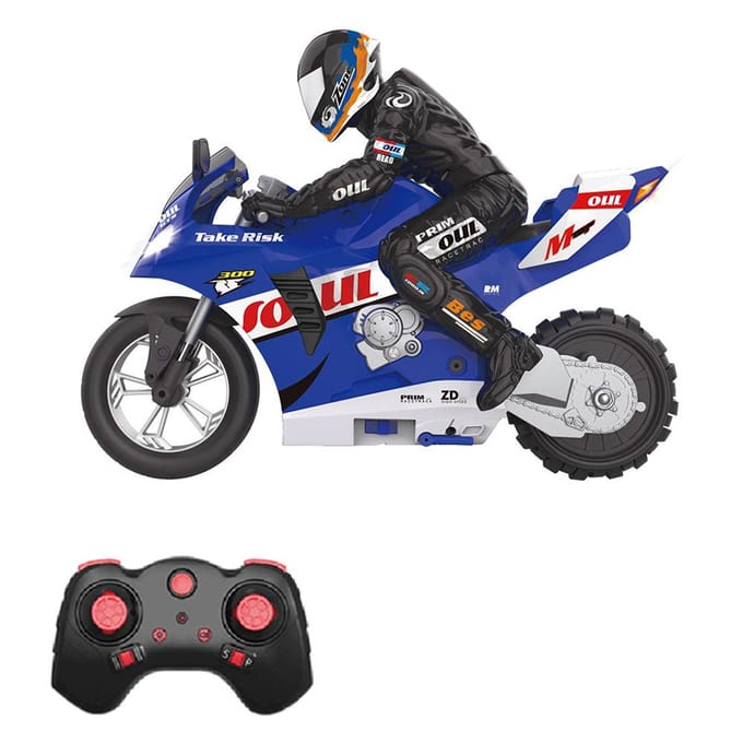 Moto cascadeuse télécommandée auto-équilibrage moto cascadeuse 1/6 2.4G moto télécommandée 1 battery bleu