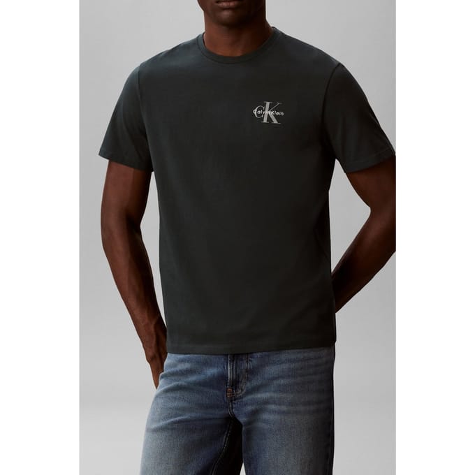 Calvin Klein Ss 30s Classic Micro Tee Bright White/dark Teal Taglia: M | Magliette basic Outlet | Uomo | Ciano