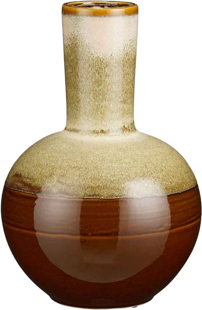 Mica Decorations Vaas Holm - 34x34x52 cm - Keramiek - Bruin