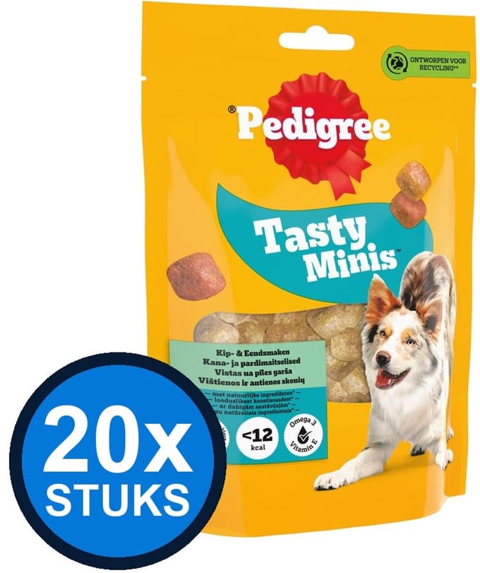 20x Pedigree - Tasty Minis Chewy Cubes - Hondensnacks - 130 g
