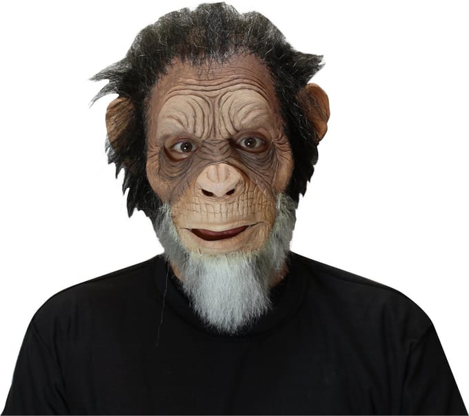 Partychimp Hoofdmasker Aap Julius - Latex - Bruin - One-size