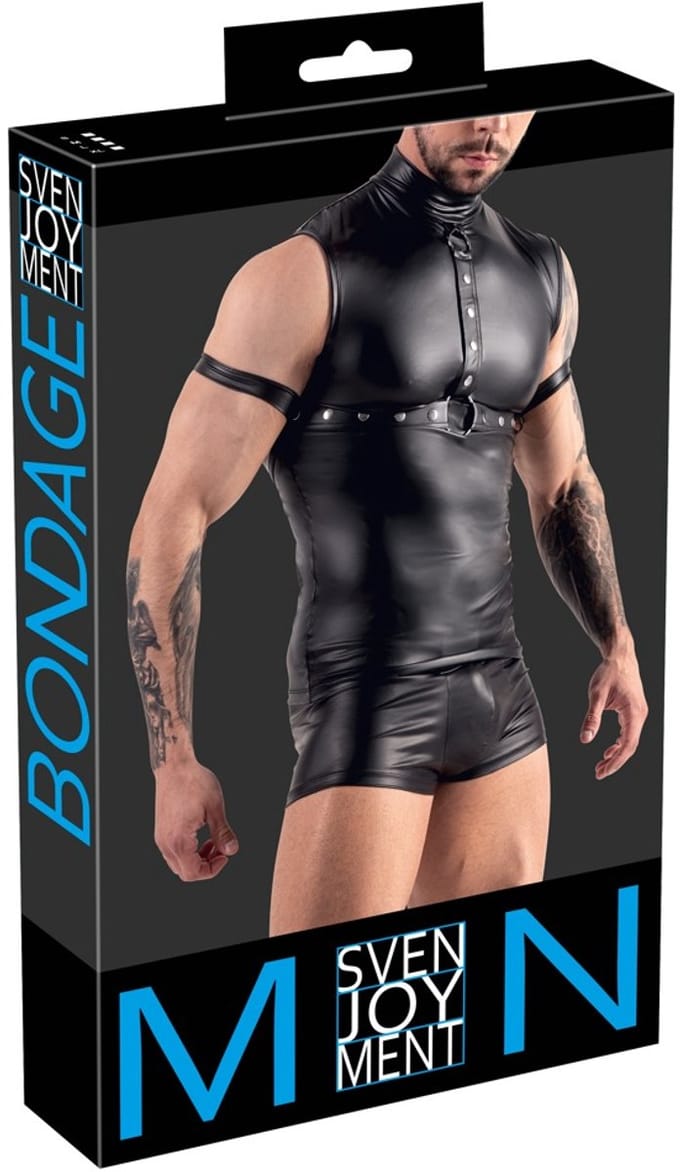 Bondage Wetlook Top met Torso Harnas