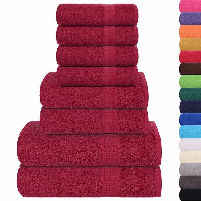 vidaXL - 8-delige - Handdoekenset - FROGN - 360 - g/m² - bordeaux
