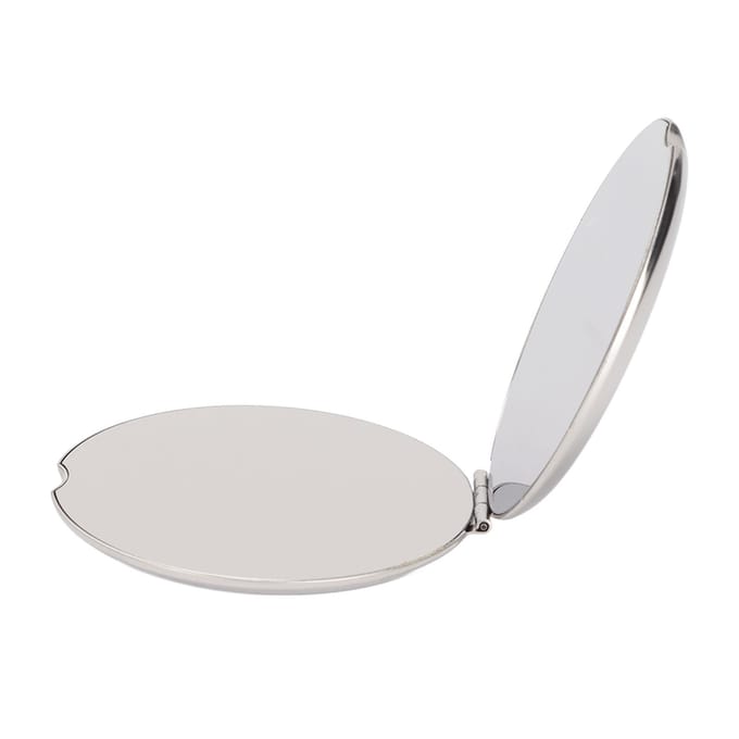 Miroir de poche double face pliable en acier inoxydable, petit miroir de sac à main portable et compact pour voyage white