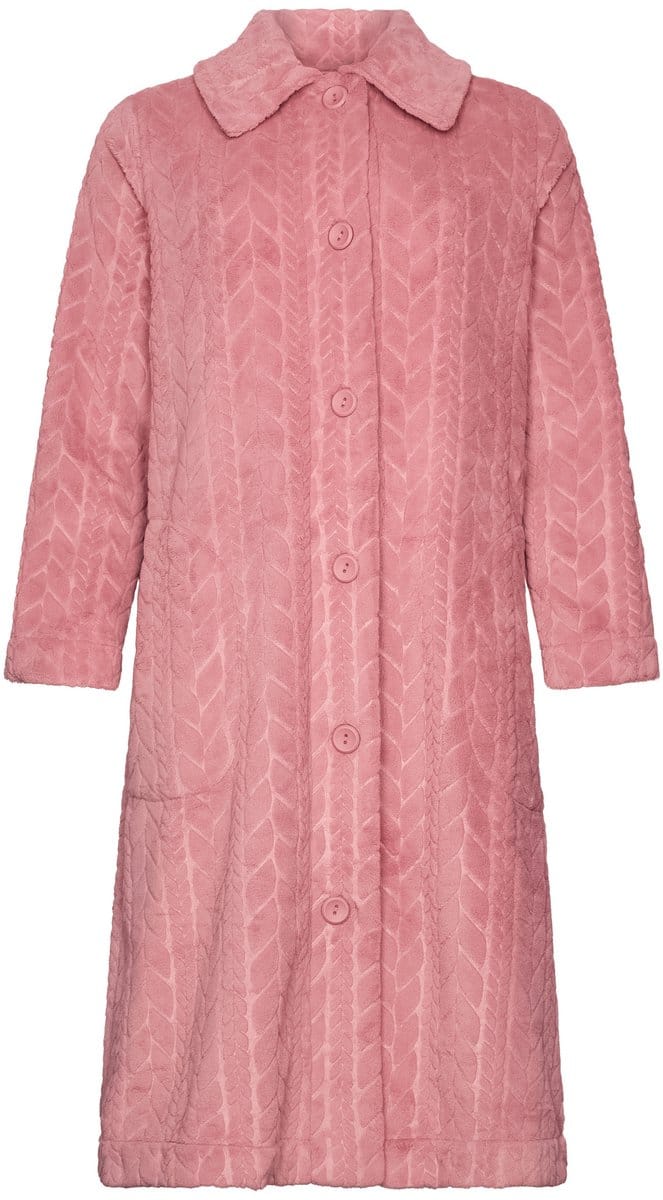 Pastunette - Badjas - Rose Stream - Flanel/Fleece - Knoopsluiting - Roze - Maat 4XL