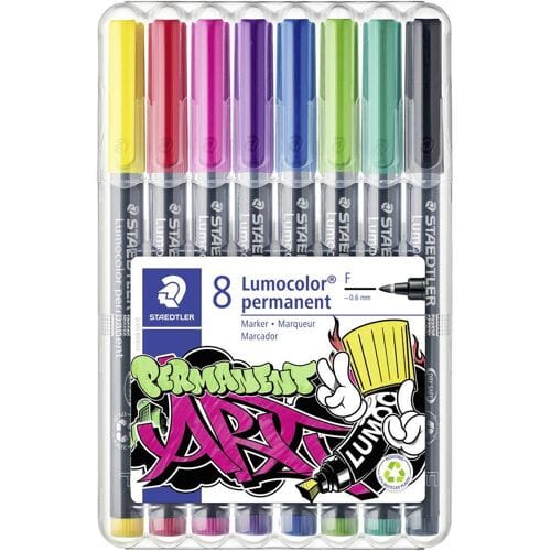 STAEDTLER Lumocolor F permanent - Box 8 st new colours