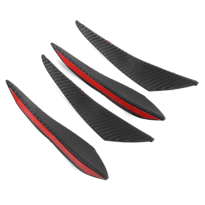 4 STUKS Auto Voorbumper Spoiler Koolstofvezel Kleur Rubber Universele Vin voor Auto Decoratie black