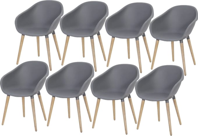Set van 8 Swan dining kuipstoel grijs kunststof