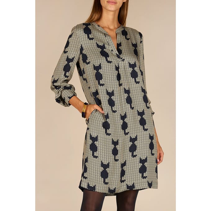 River Woods Printed Viscose Dress In Blue Größe: 34 | Minikleider Outlet | Damen | Blau