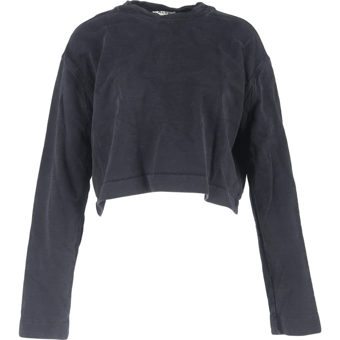 Acne Studios cropped sweater met ronde hals in zwart katoen