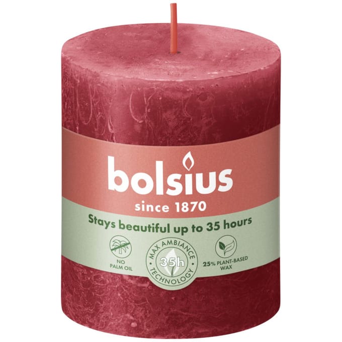 Bolsius Kaarsen - Rustieke Stompkaars - Rood - 1 Stuk - 8cm