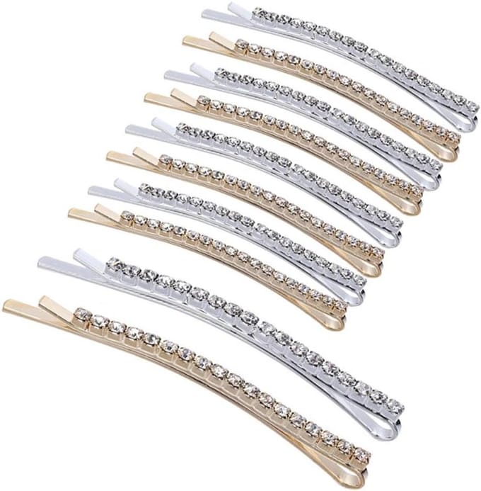 Set van 10 Luxe Strass Haarspelden in Goud en Zilver