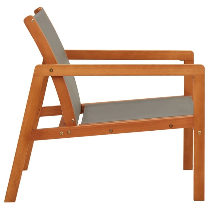 vidaXL - Loungestoel - massief - eucalyptushout - en - textileen - grijs