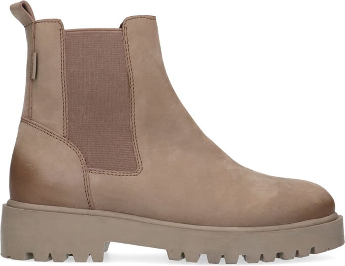 Manfield - Dames - Taupe leren chelsea boots - Maat 36