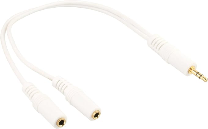 3,5mm Jack stereo audio splitter - verguld / wit - 0,15 meter