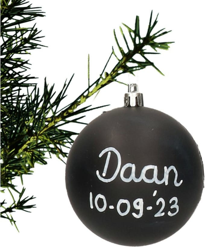 Stern Fabrik Kerstbal - naam - krijt/krijtbord kerstbal - 8 cm - kunststof