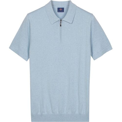 Baileys Polo Zip Collar Jersey Knit Short Sleeve Soft Blue / male