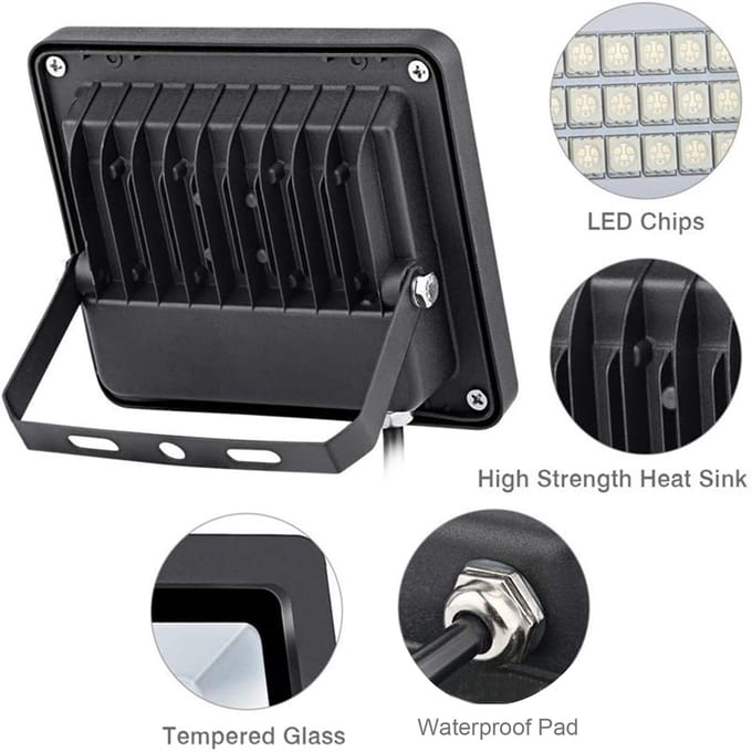 25W RGB schijnwerper buiten schijnwerper IP66 waterdicht met afstandsbediening voor bruiloft verjaardag UK Plug zwart