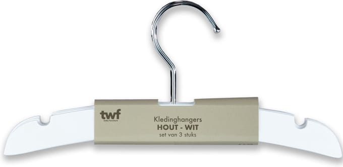 TWF Kledinghanger - 3 Stuks - Hout Wit