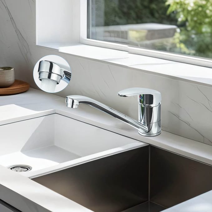 Hbronzeshower Keukenkraan - Mengkraan - Draaibare Uitloop - Chroom