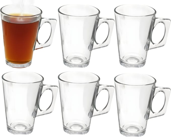 Gerimport Thee bekers / mokken - 6x stuks - glas - 255 ml - thee momentjes