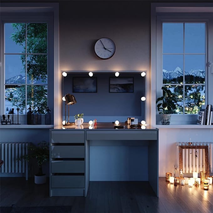 Moderne Kaptafel met Spiegel en LED-Verlichting - 120 cm Breed
