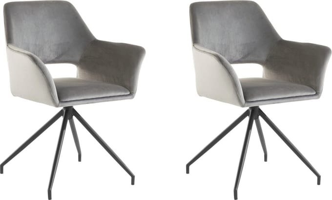 Vera-Fauteuil - Grijs Fluweel - Set van 2