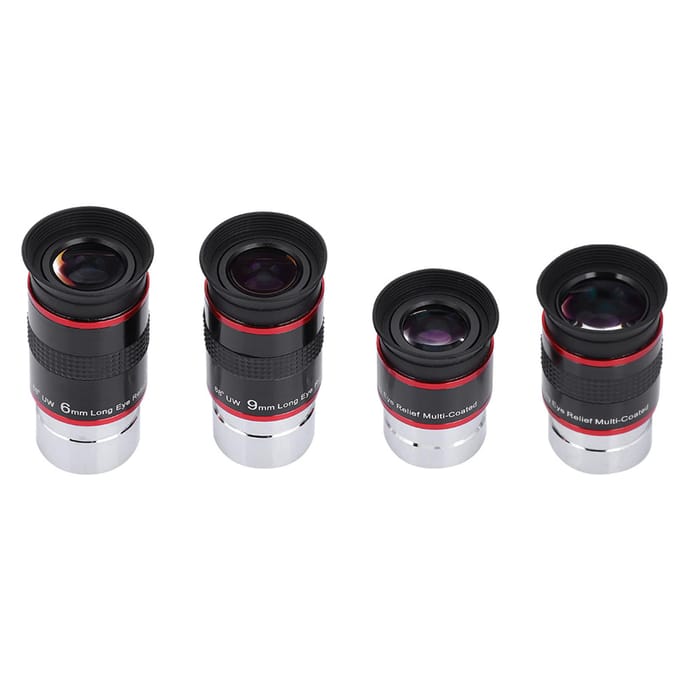 1.25  68 degrees  Ultra Wide Angle FMC Eyepiece Kit 6+9+15+20mm for Astro Telescope black