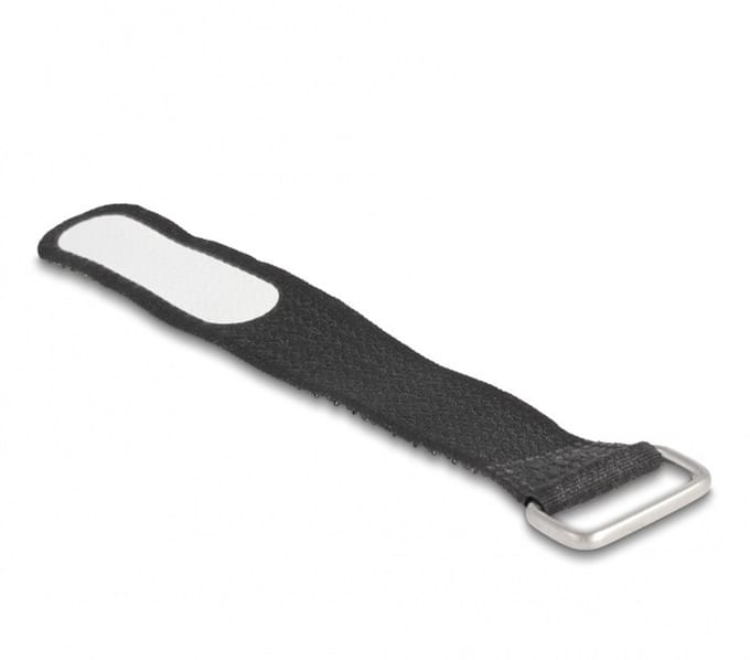 Klittenband kabelbinders met gesp en label 127 x 20mm / zwart (5 stuks)