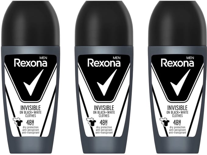 Rexona Deo Roller Men - Invisible On Black & White Clothes - 3 x 50 ml