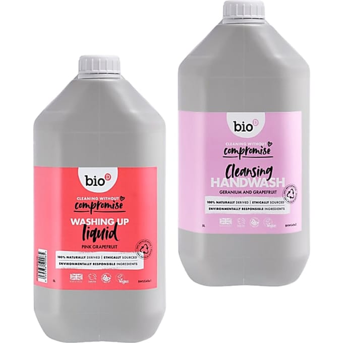 Bio-D Handzeep & Afwasmiddel Roze Grapefruit 5L Refill Bundel