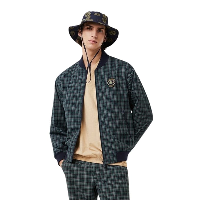 Lacoste Herenbomberjack met ruitjespatroon, normale pasvorm (Marineblauw)