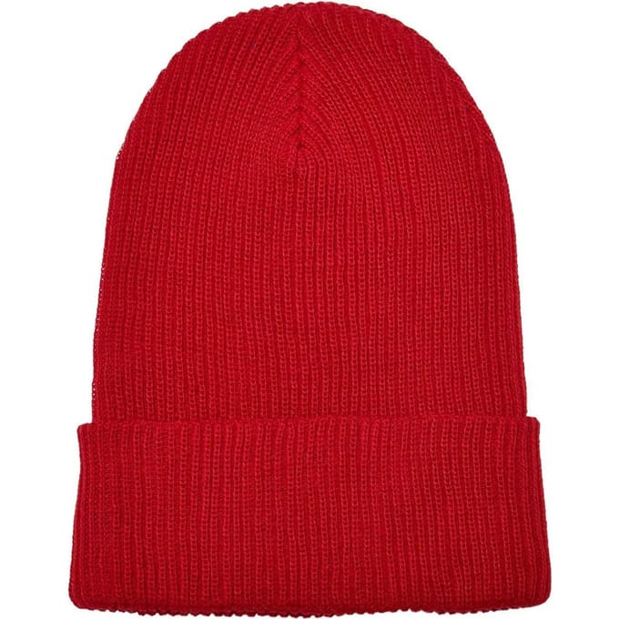 Flexfit Geribde gebreide muts van gerecycled garen (Rood)